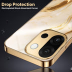 OnePlus 13s 5G Marvel Texture Gold Electroplated Glass Phone Back Case