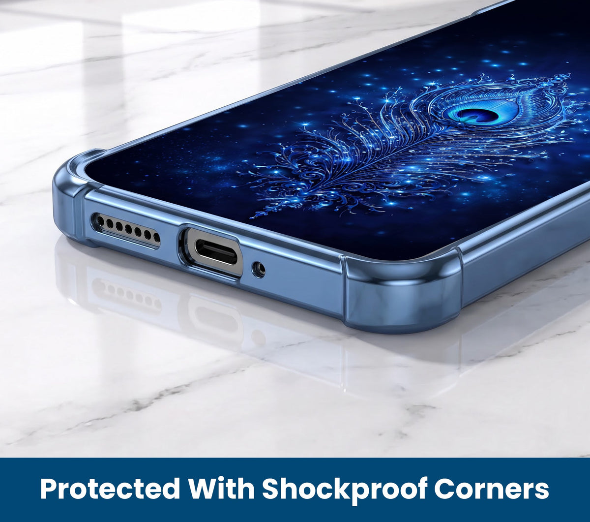 Vivo T5 Pro 5G Premium Peacock Feather Blue Airbags Printed Back Case