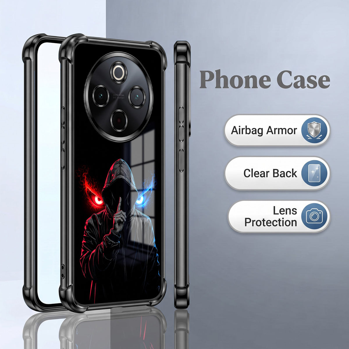 Vivo T4 5G Hooded Shadow Demon Black Airbags Printed Back Case