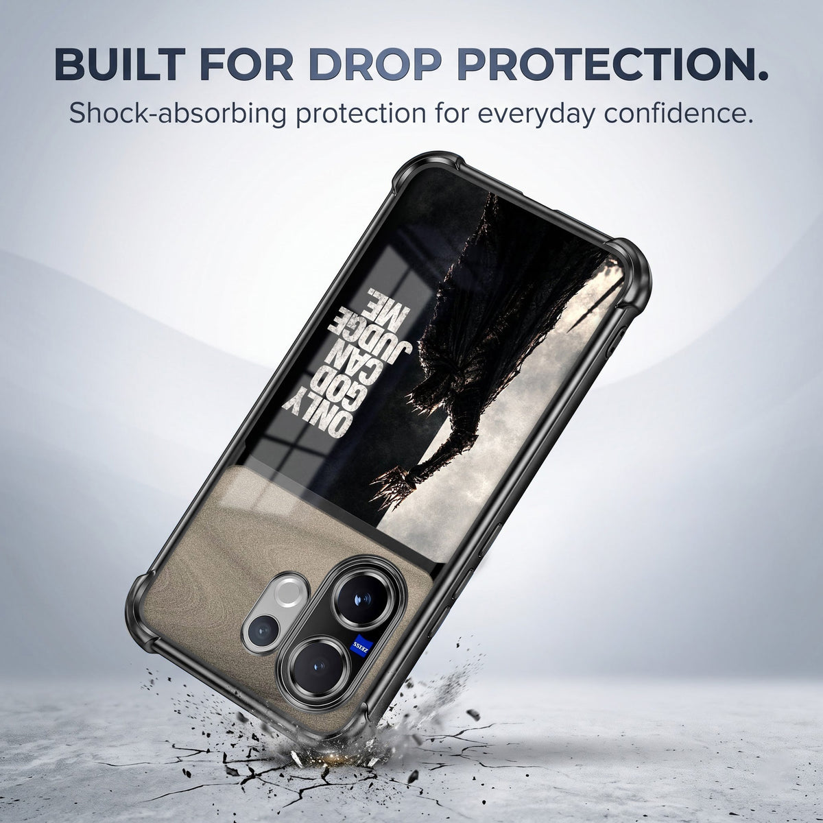 Vivo V60 5G Divine Justice Dual-Tone Transparent Black Airbags Case