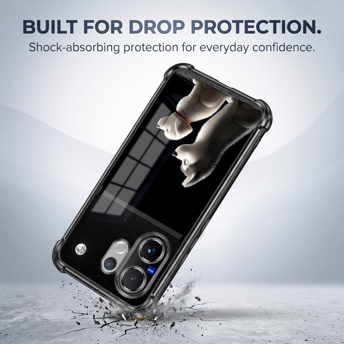 Vivo V60 5G Dreamy Puppy Dual-Tone Transparent Black Airbags Case