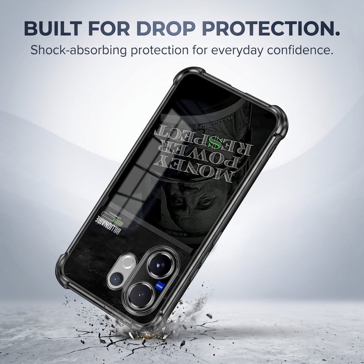 Vivo V60 5G Money Power Dual-Tone Transparent Black Airbags Case