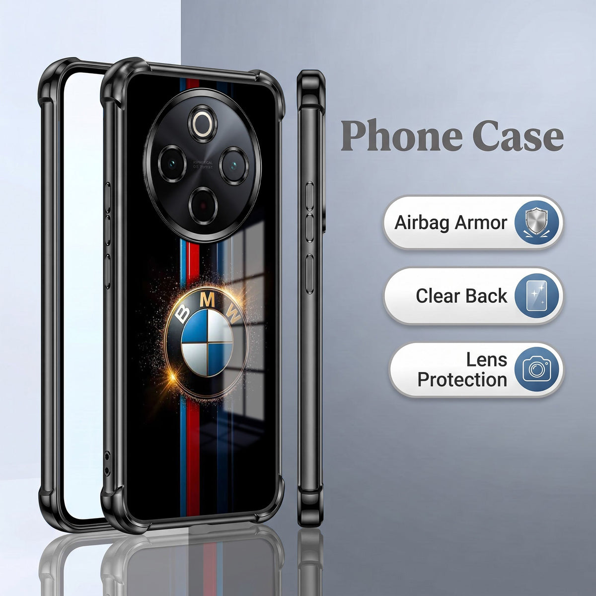 Vivo T4 5G Premium BMW Logo Black Airbags Printed Back Case