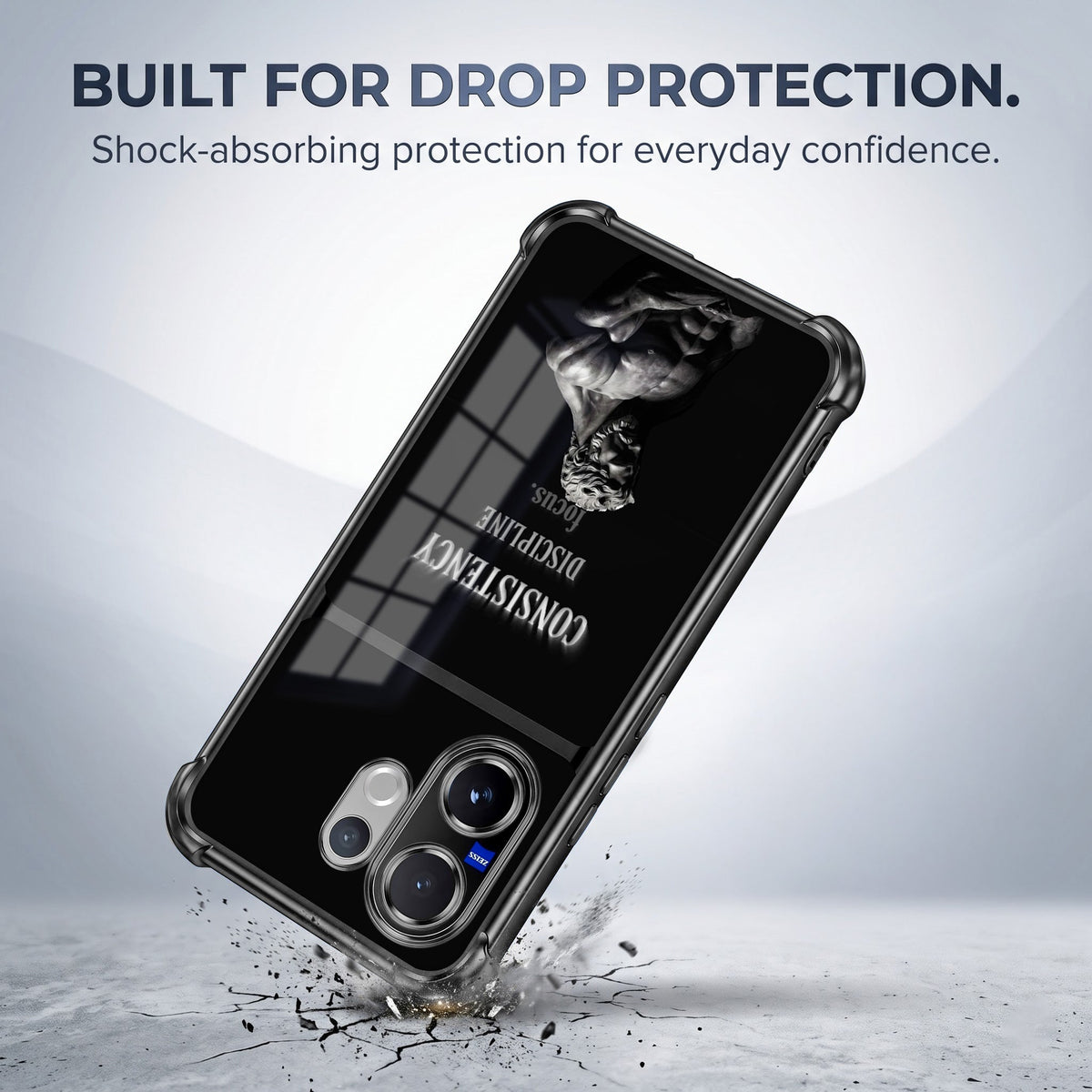 Vivo V60 5G Focus & Strength Dual-Tone Transparent Black Airbags Case