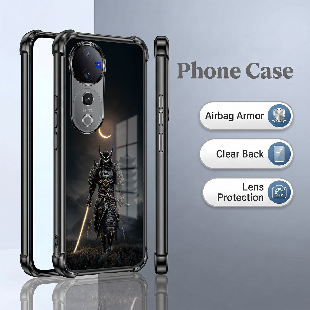 Vivo V40 Pro 5G Samurai Warrior Black Airbags Printed Back Case