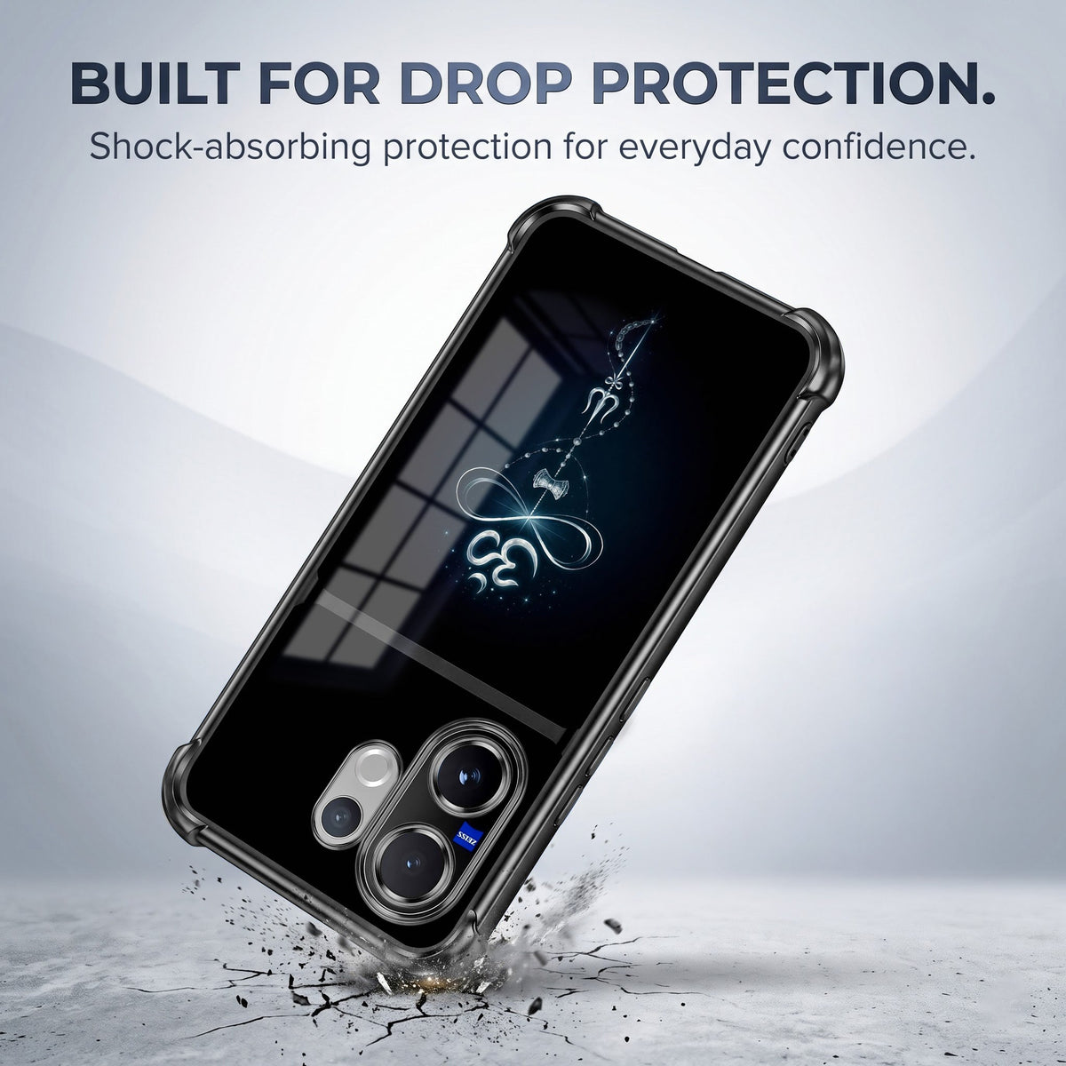 Vivo V60 5G Mahakal Trishul Transparent Black Airbags Case