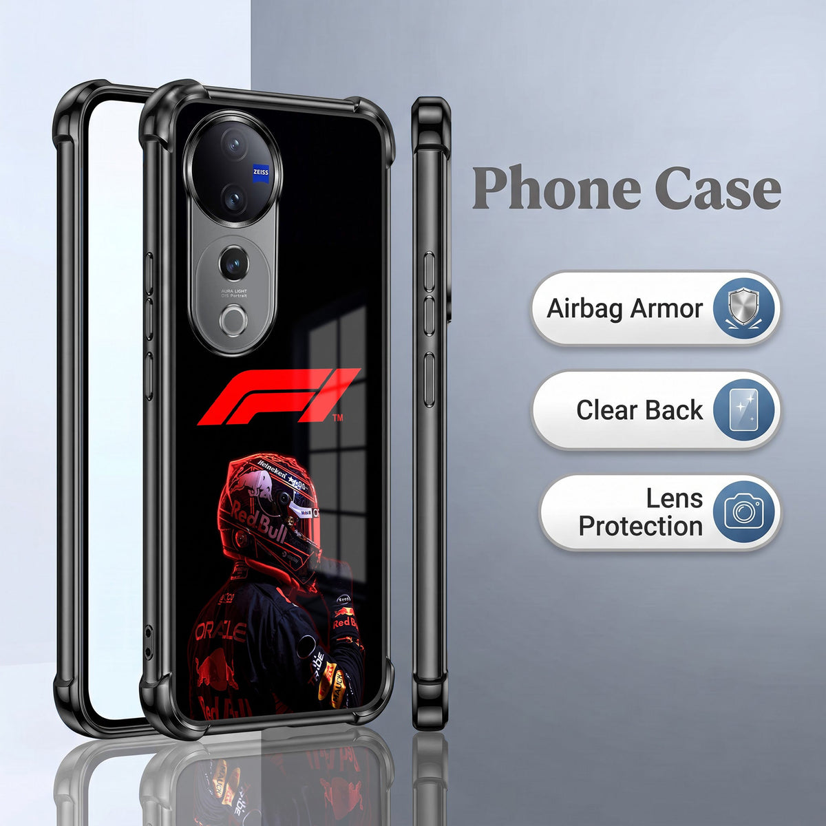 Vivo V40 Pro 5G F1 Rider Black Airbags Printed Back Case