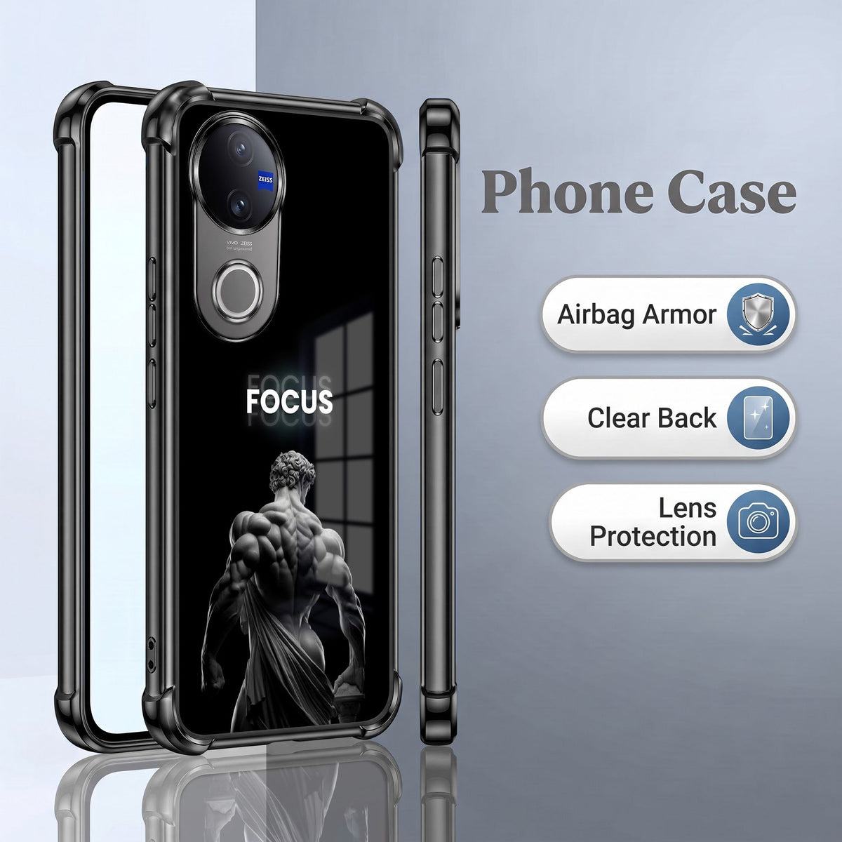 Vivo V50 5G Focus Black Airbags Printed Back Case