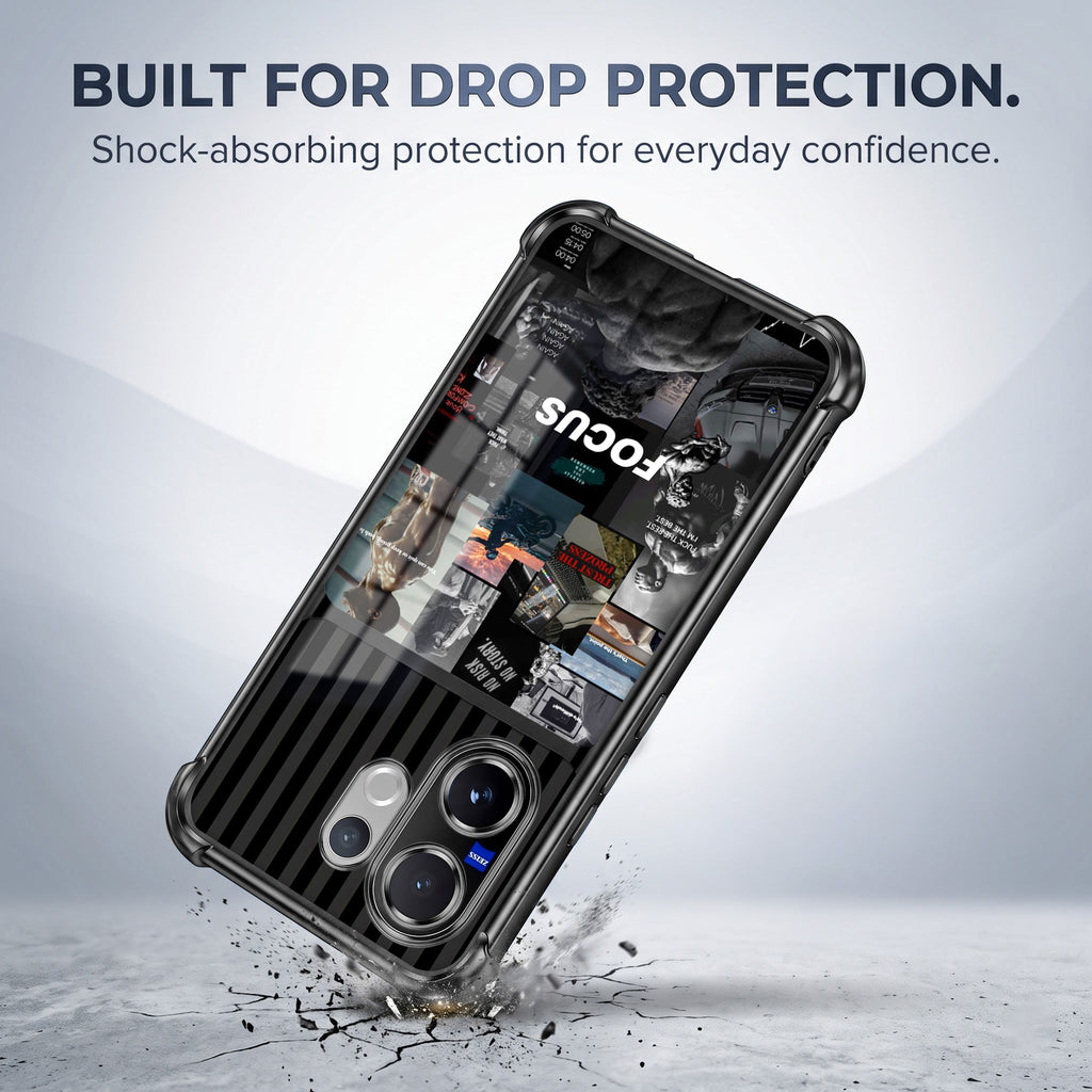 Vivo V60 5G Focus Mode Dual-Tone Transparent Black Airbags Case