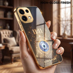 Oppo Reno 16C 5G God’s Plan Evil Eye Gold Electroplated Glass Phone Back Case