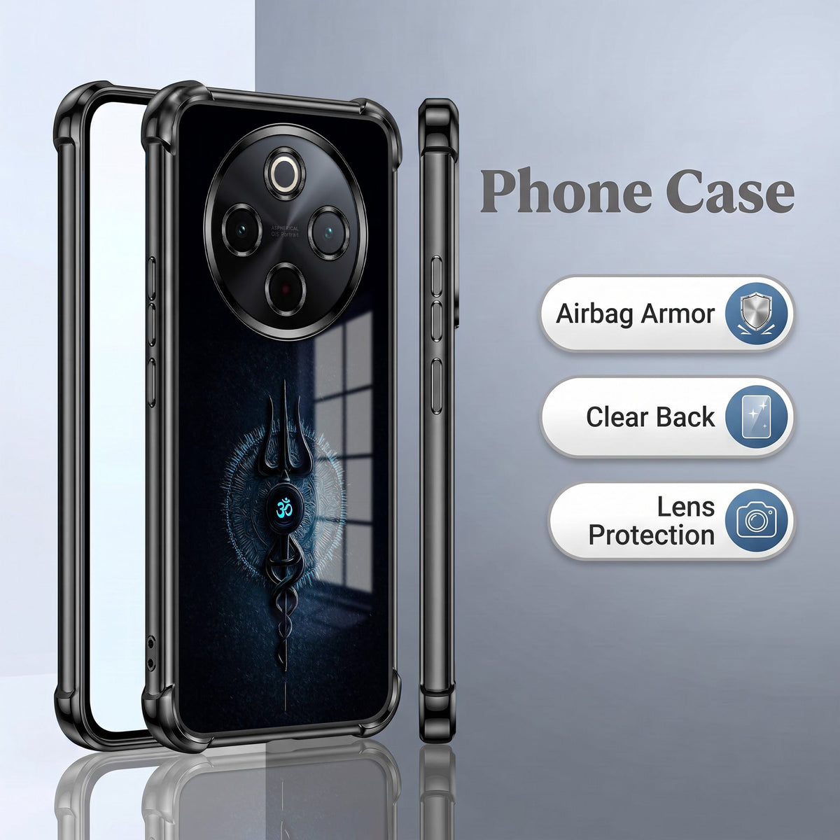 Vivo T4 5G Shiva Aura Black Airbags Printed Back Case