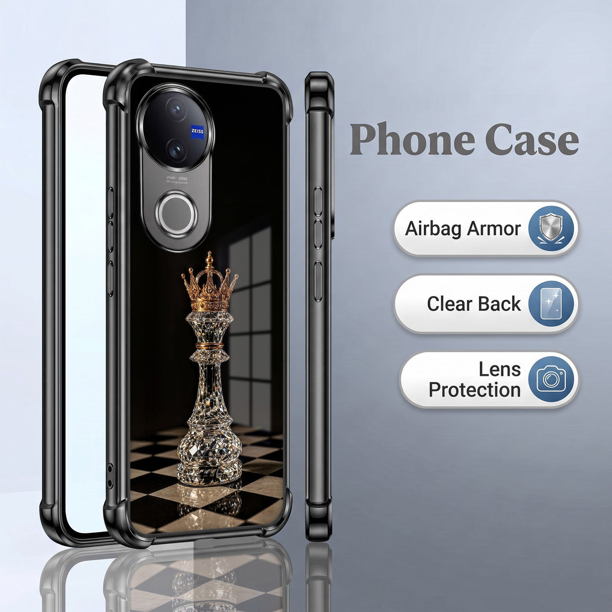 Vivo V50 5G Chess King Black Airbags Printed Back Case