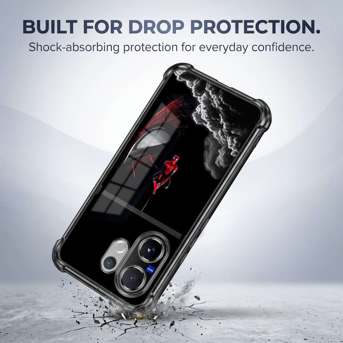 Vivo V60 5G Crimson Spider Web Dual-Tone Transparent Black Airbags Case