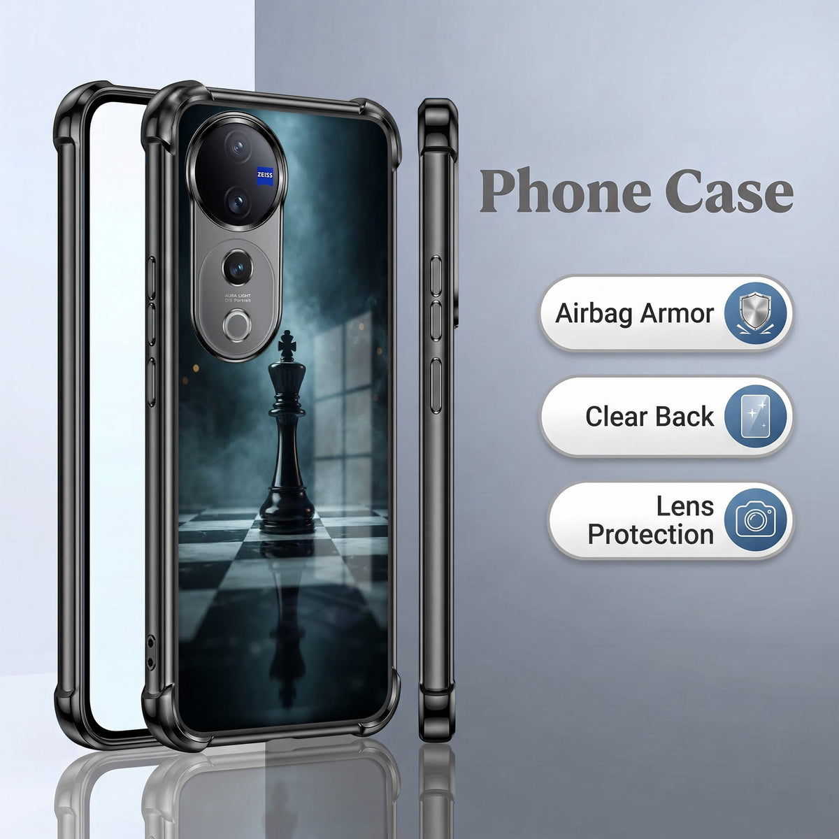 Vivo V40 Pro 5G Checkmate Black Airbags Printed Back Case