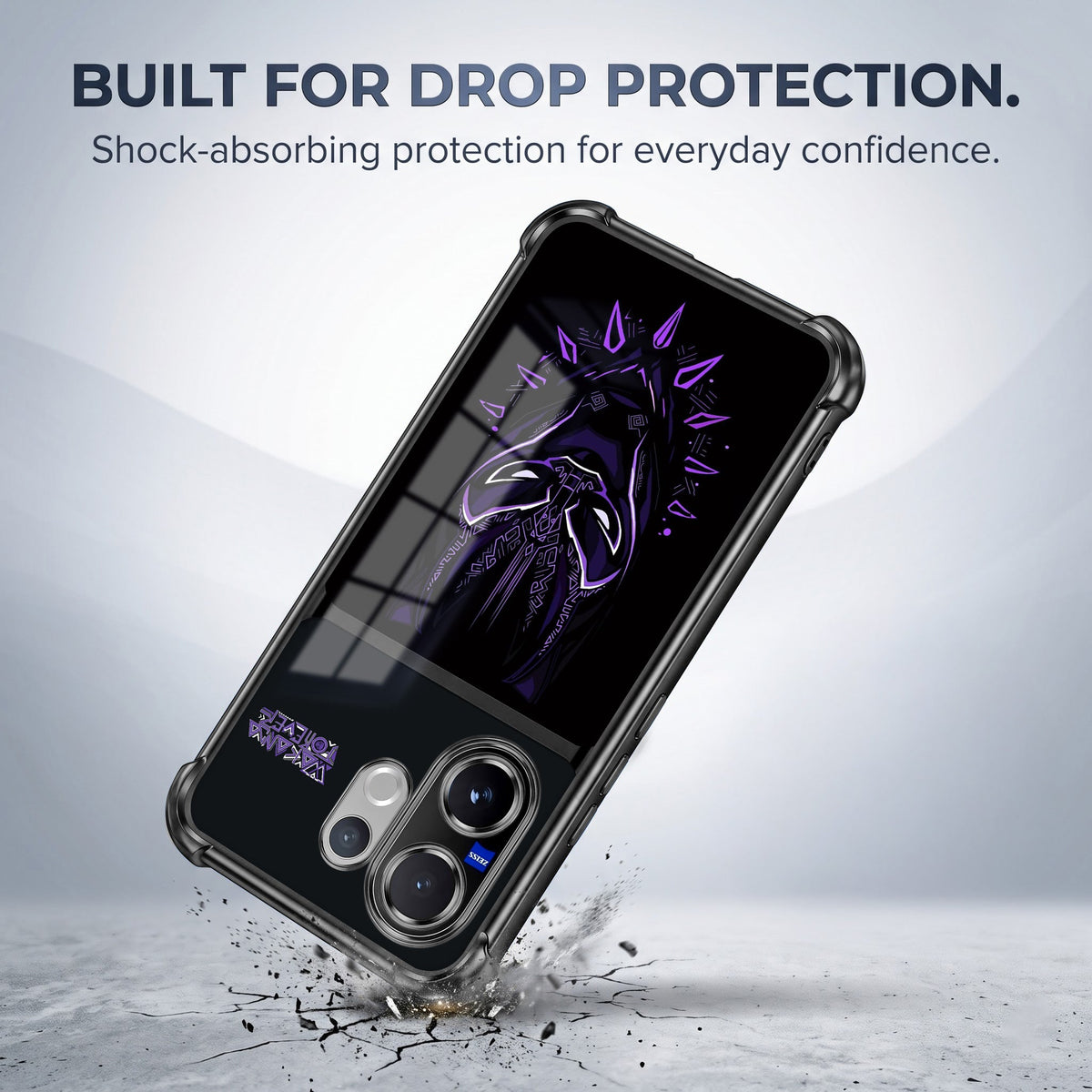Vivo V60 5G Wakanda Forever Dual-Tone Transparent Black Airbags Case