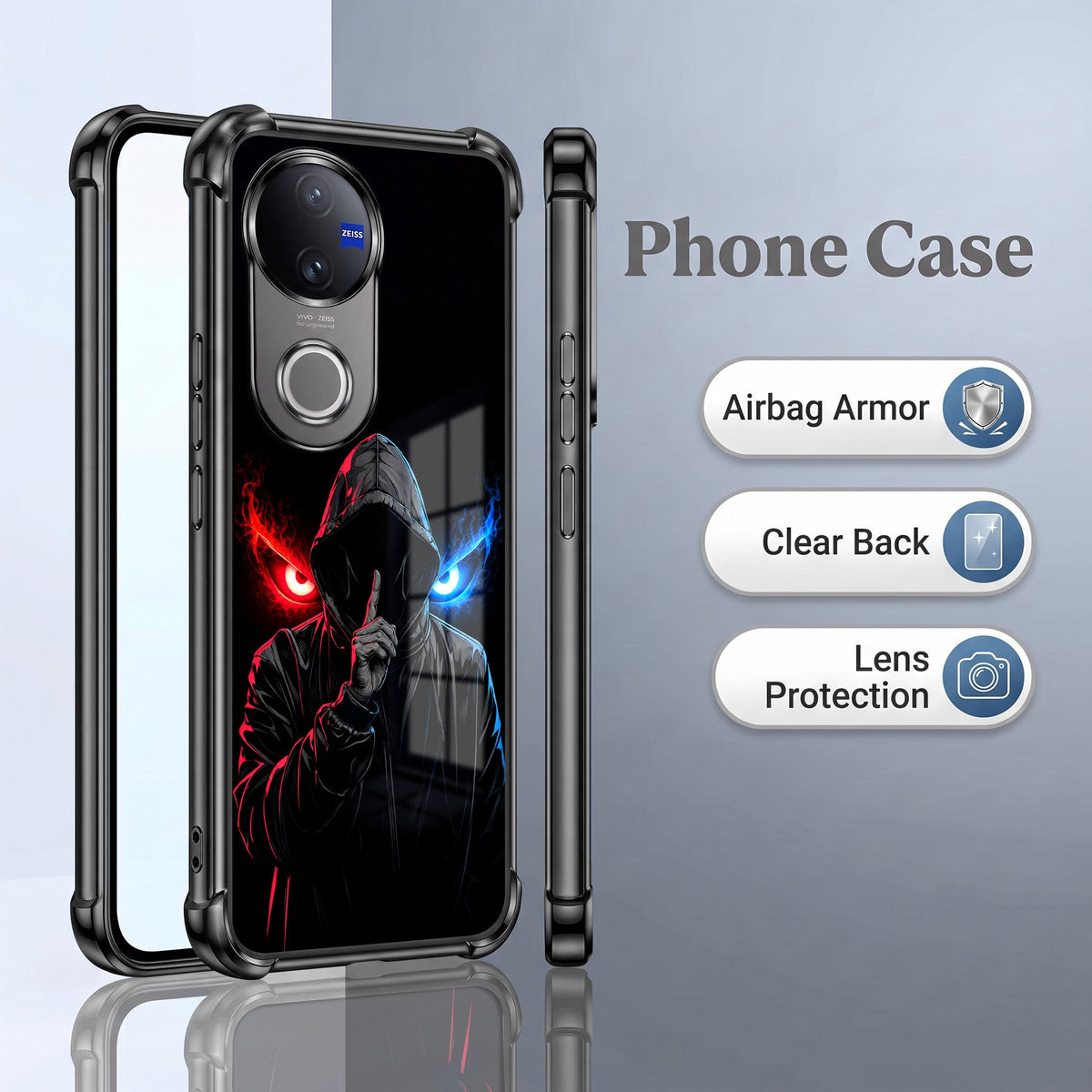 Vivo V50 5G Hooded Shadow Demon Black Airbags Printed Back Case
