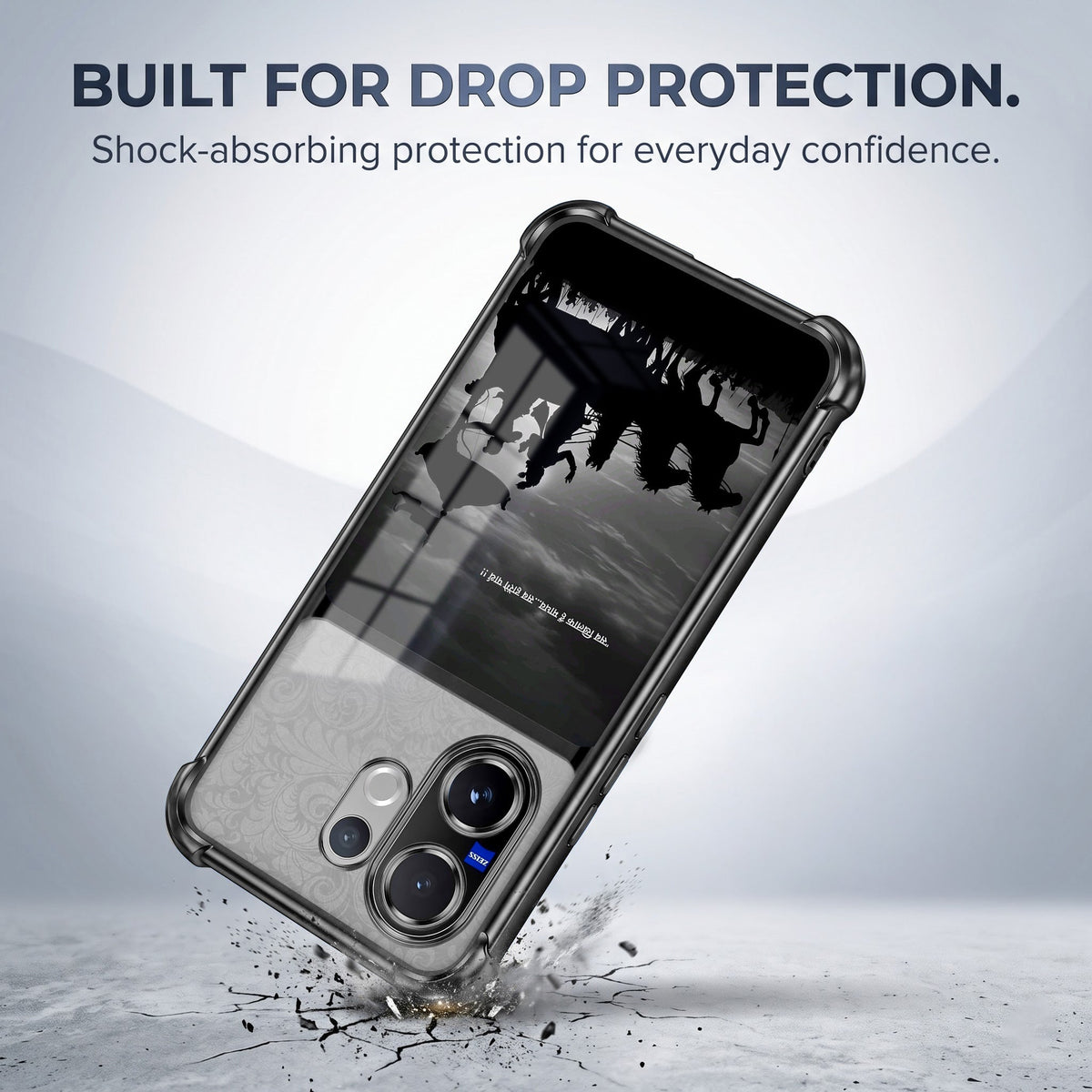 Vivo V60 5G Mahabharat Divine Dual-Tone Transparent Black Airbags Case