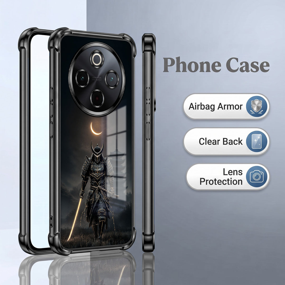 Vivo T4 5G Samurai Warrior Black Airbags Printed Back Case