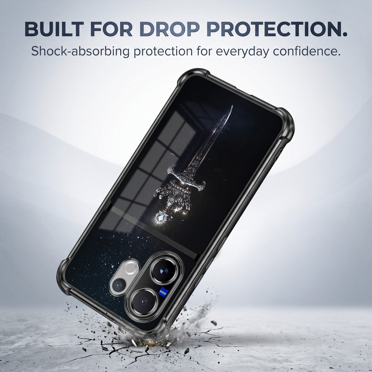 Vivo V60 5G Royal Crown Sword Dual-Tone Transparent Black Airbags Case