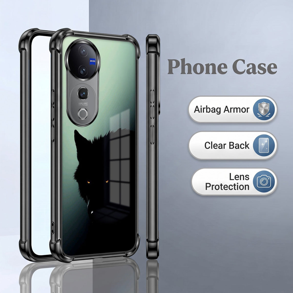 Vivo V40 Pro 5G Shadow Prowler Black Airbags Printed Back Case
