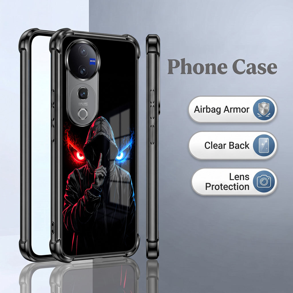 Vivo V40 Pro 5G Hooded Shadow Demon Black Airbags Printed Back Case