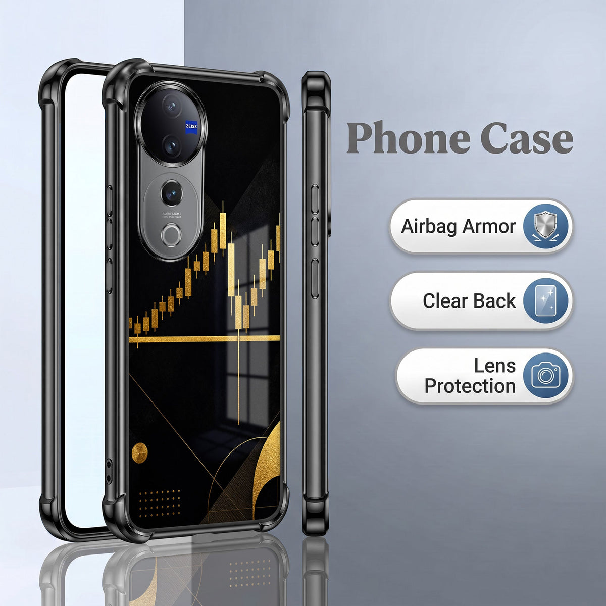 Vivo V40 Pro 5G Trading Candles Black Airbags Printed Back Case