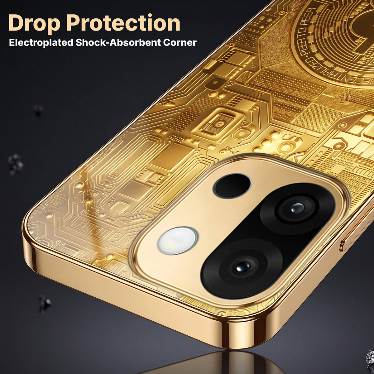 OnePlus 13s 5G Bitcoin Gold Electroplated Glass Phone Back Case