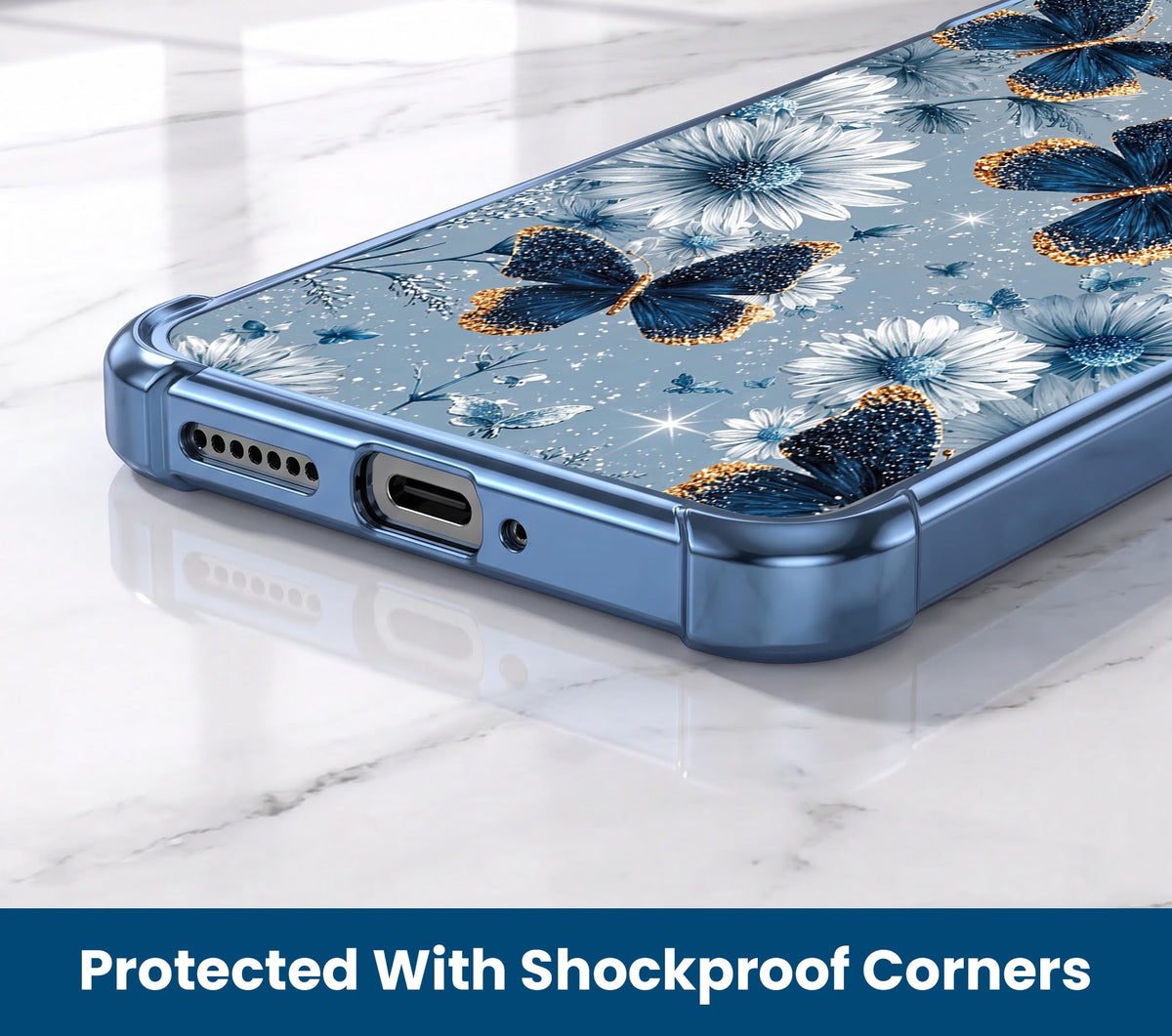 Vivo T5 Pro 5G Blue Butterfly Floral Airbags Printed Back Case