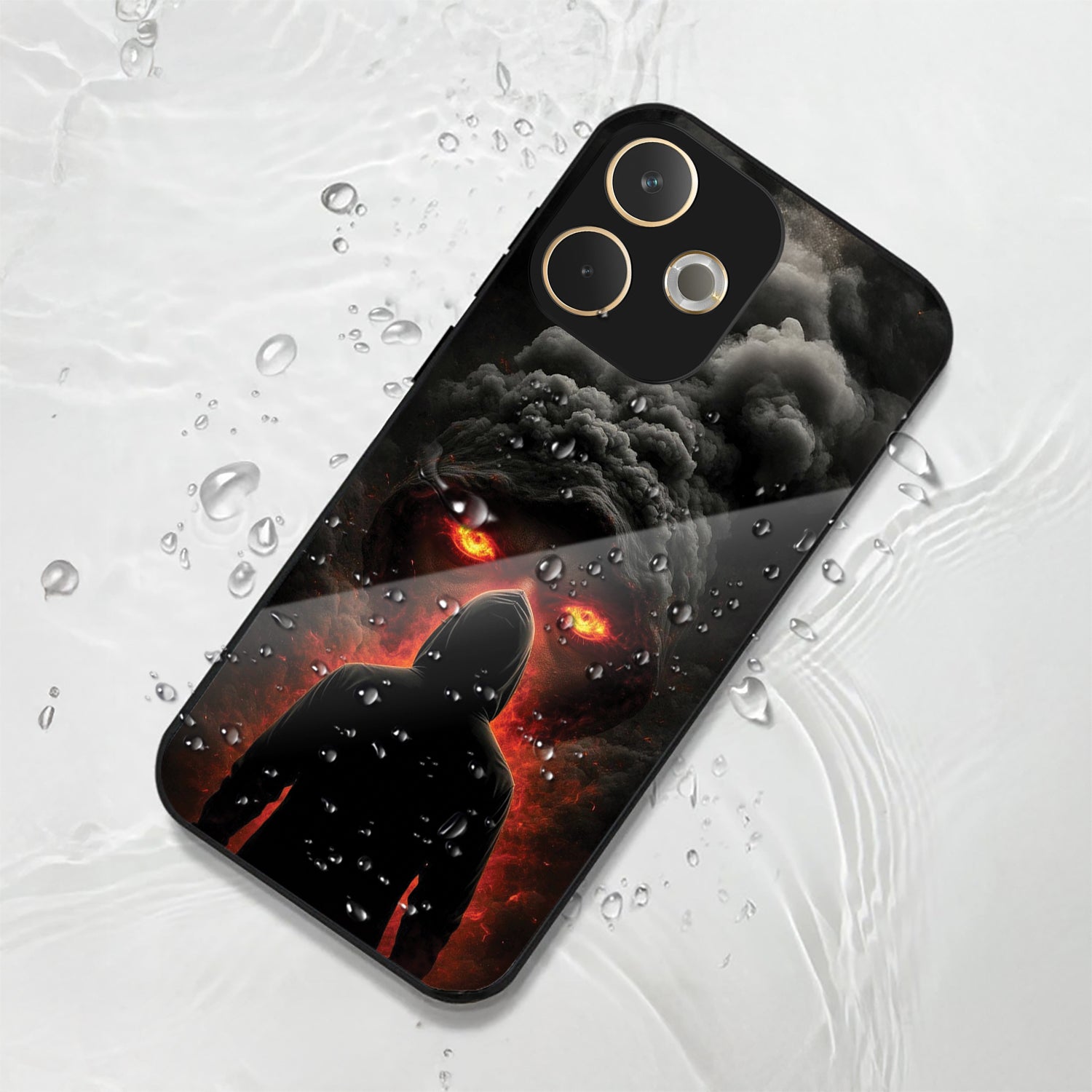 Oppo A5 Pro 5G Premium Acrylic Shockproof Glass Back Case (Dark Flame)