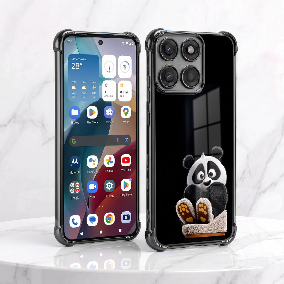 Motorola Edge 70 5G Cute Panda Black Airbags Printed Back Case