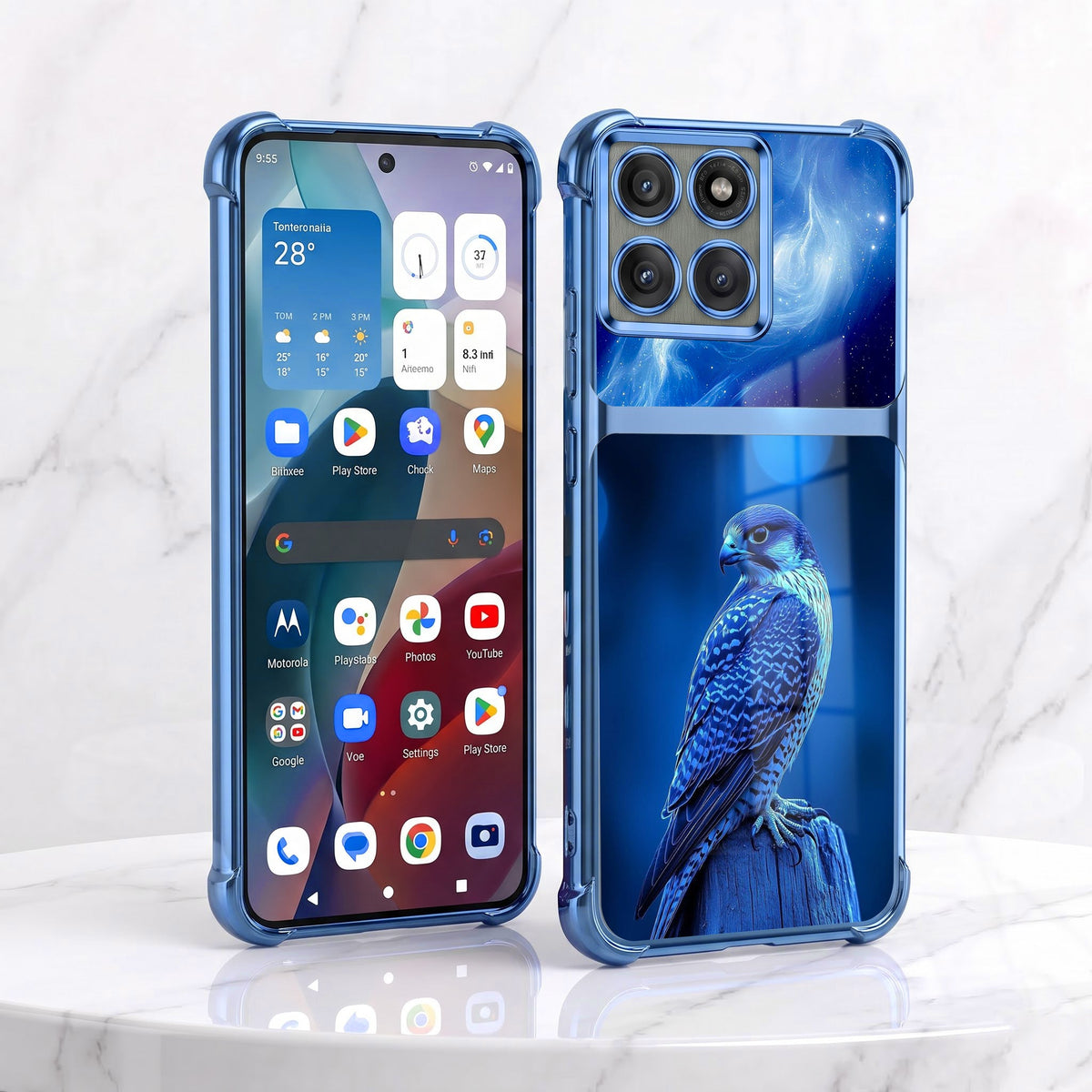 Motorola Edge 60 Pro 5G Royal Falcon Dual-Tone Transparent Blue Airbags Case