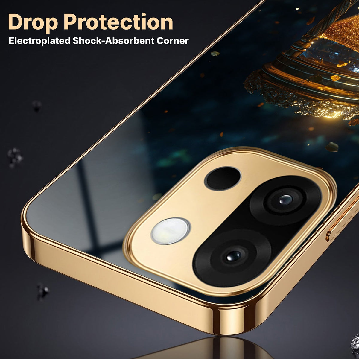 OnePlus 13s 5G Golden Hourglass Gold Electroplated Glass Phone Back Case