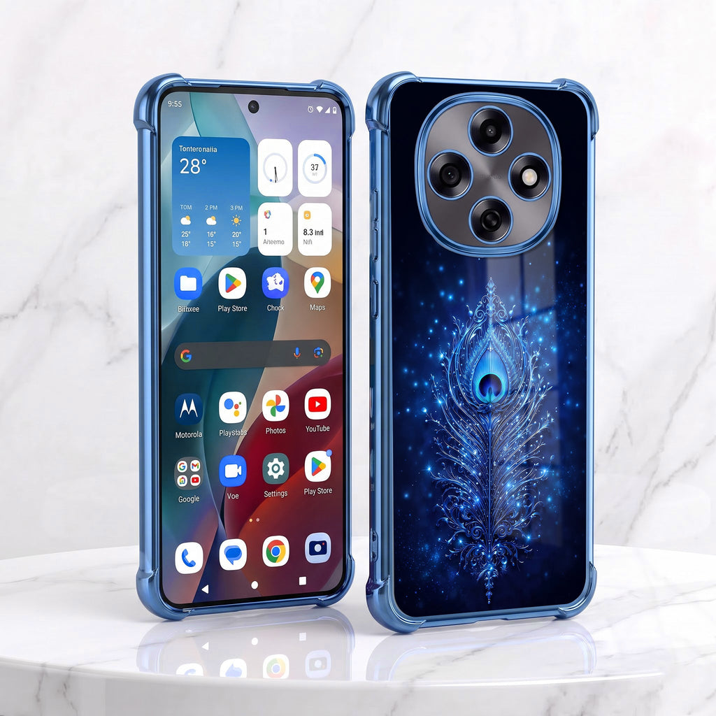 Oppo F31 Pro 5G Premium Peacock Feather Blue Airbags Printed Back Case
