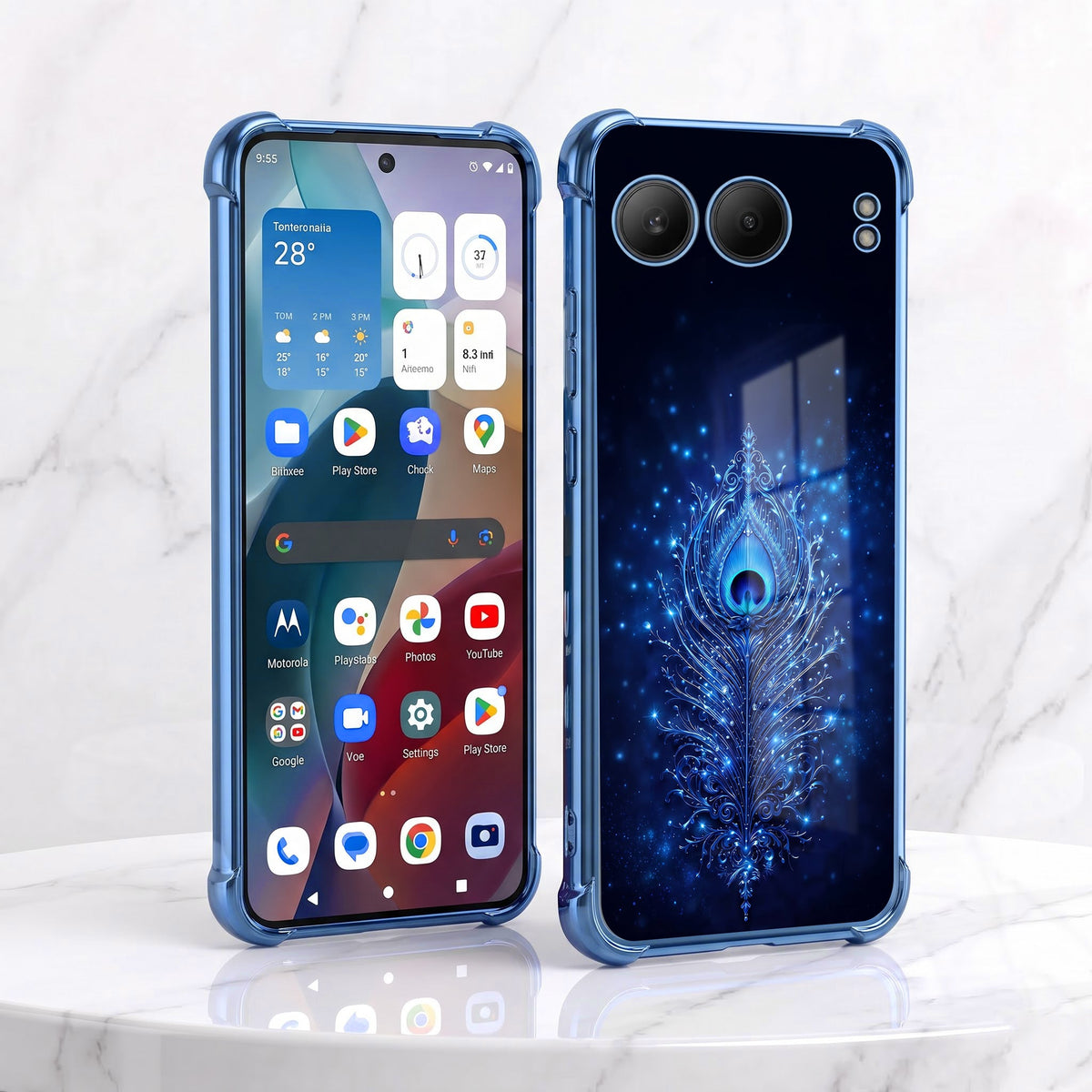 One Plus Nord 4 5G Premium Peacock Feather Blue Airbags Printed Back Case