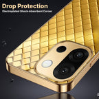 OnePlus 13s 5G Golden Criss Cross Gold Electroplated Glass Phone Back Case