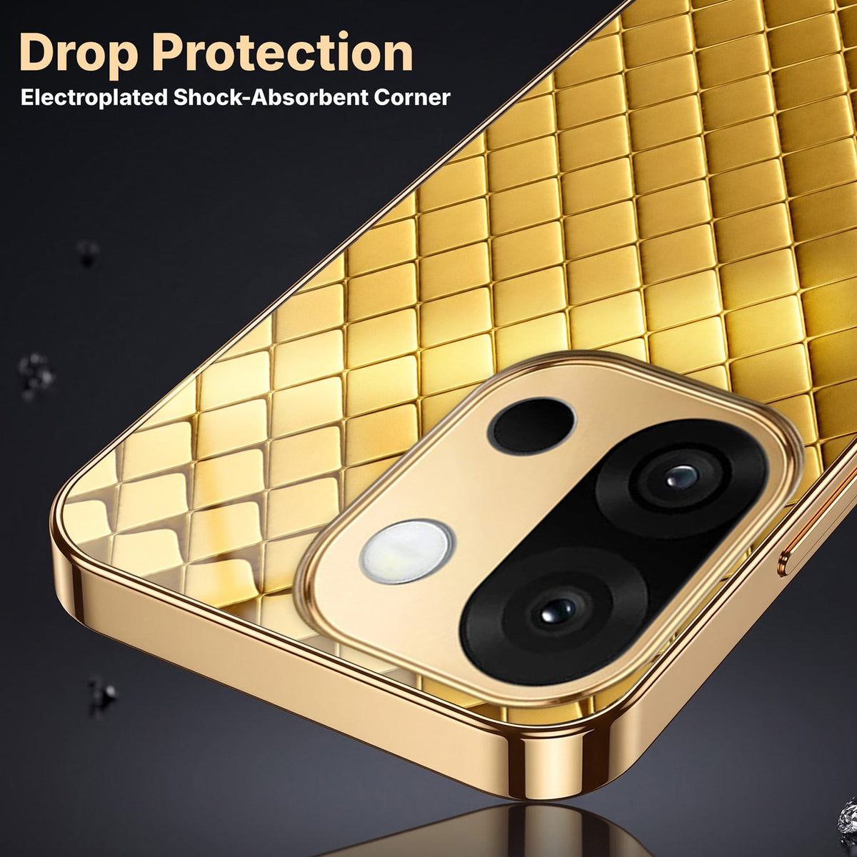 OnePlus 13s 5G Golden Criss Cross Gold Electroplated Glass Phone Back Case