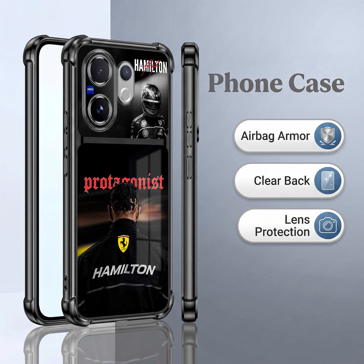 Vivo V60 5G Hamilton Dual-Tone Transparent Black Airbags Case