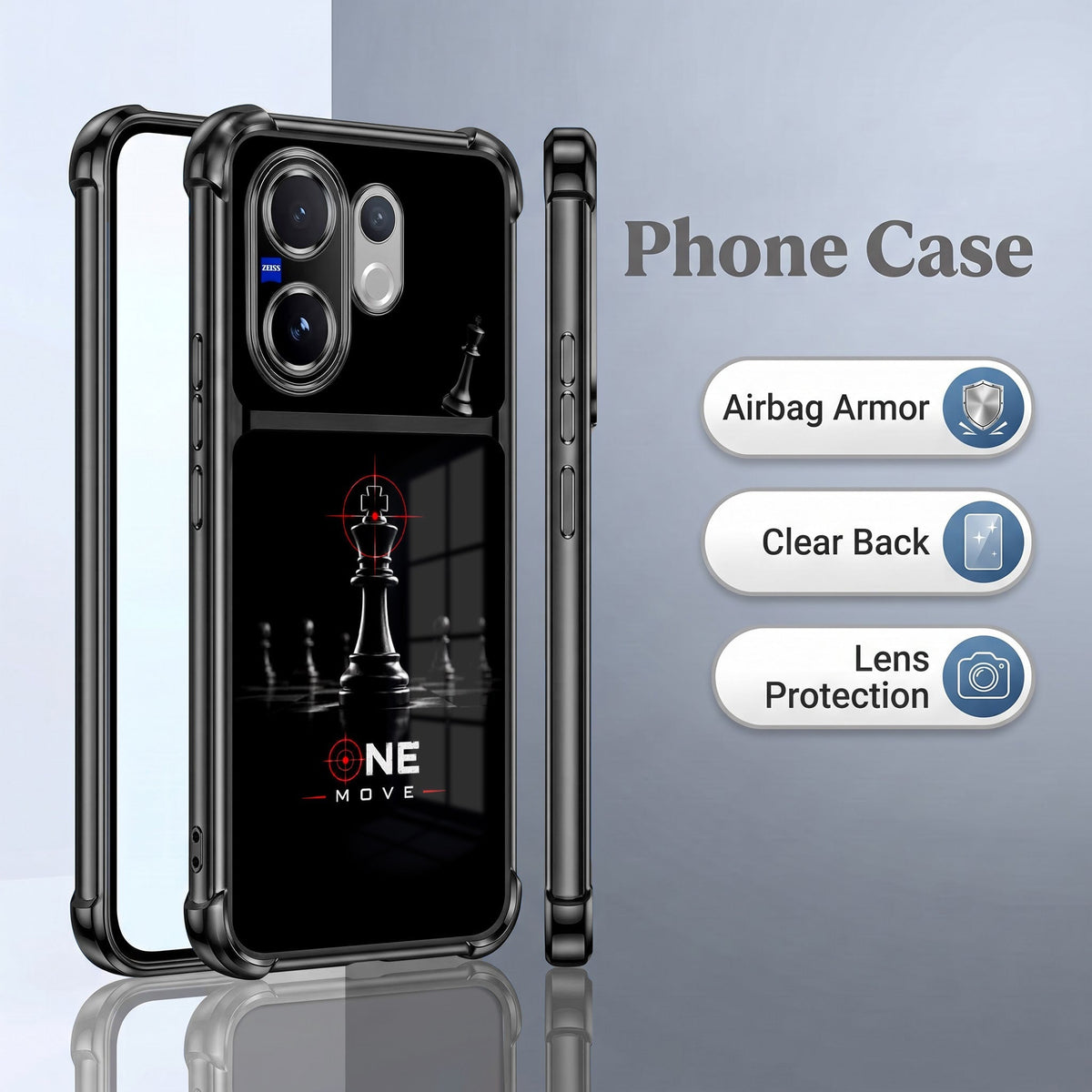 Vivo V60 5G One Move Dual-Tone Transparent Black Airbags Case
