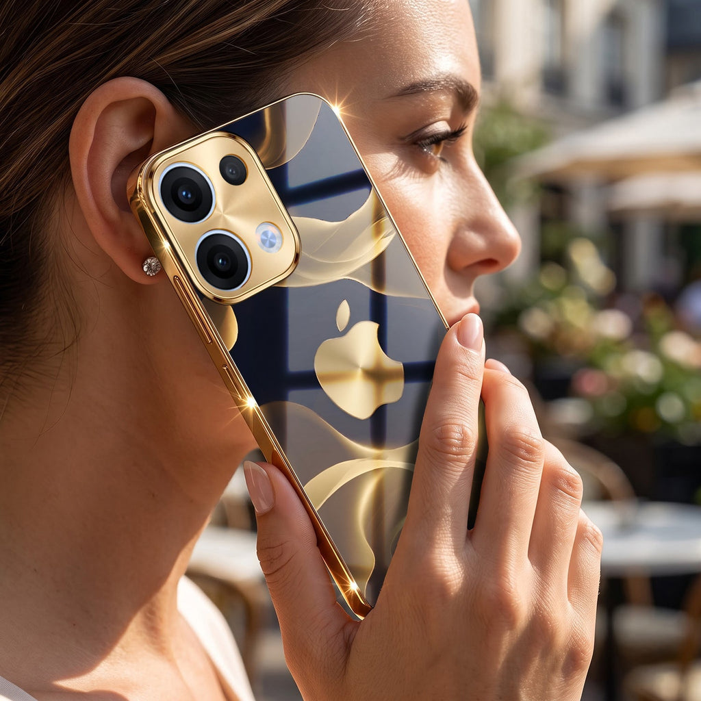 Oppo Reno 13 5G Luxury Wave Gold Electroplated Glass Phone Back Case