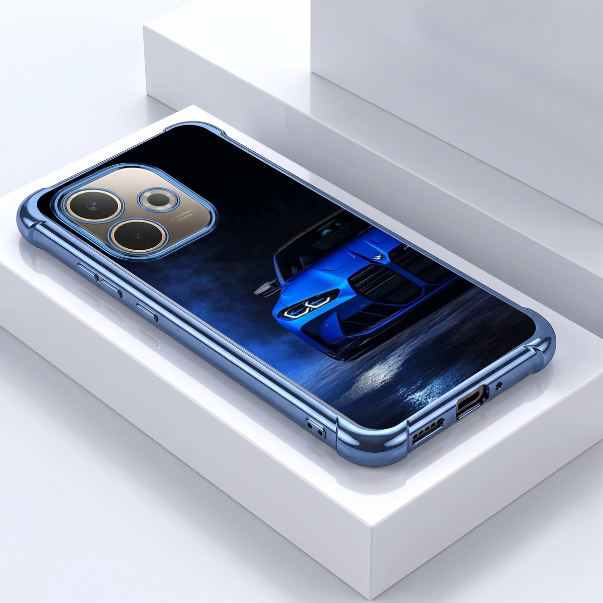 Oppo A5 Pro 5G BMW Sport Car Blue Airbags Printed Back Case