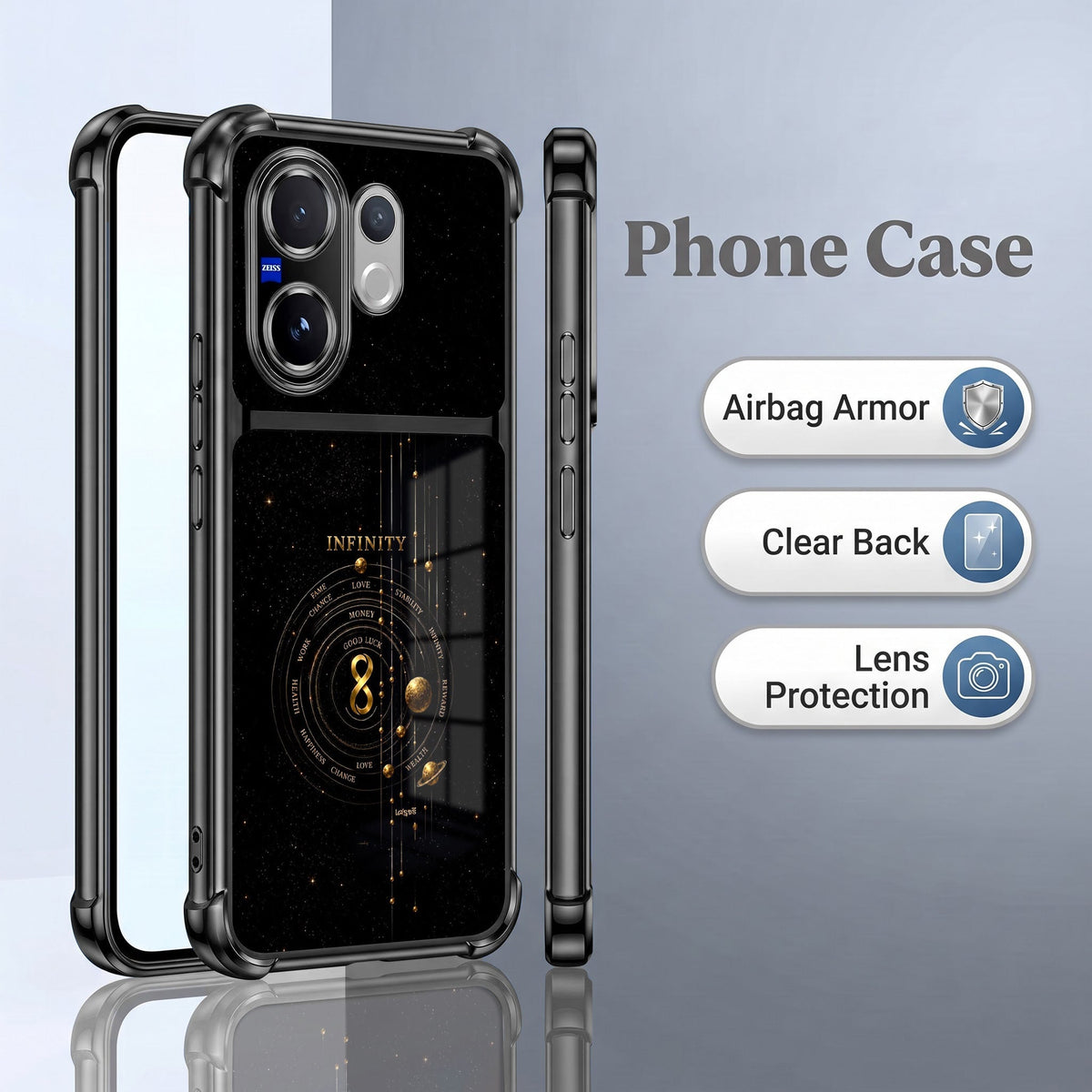 Vivo V60 5G Infinity Manifestation Dual-Tone Transparent Black Airbags Case