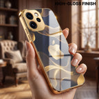 Oppo Reno 15 Pro Mini 5G Luxury Wave Gold Electroplated Glass Phone Back Case
