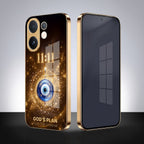 Vivo V60 5G God’s Plan Evil Eye Gold Electroplated Glass Phone Back Case