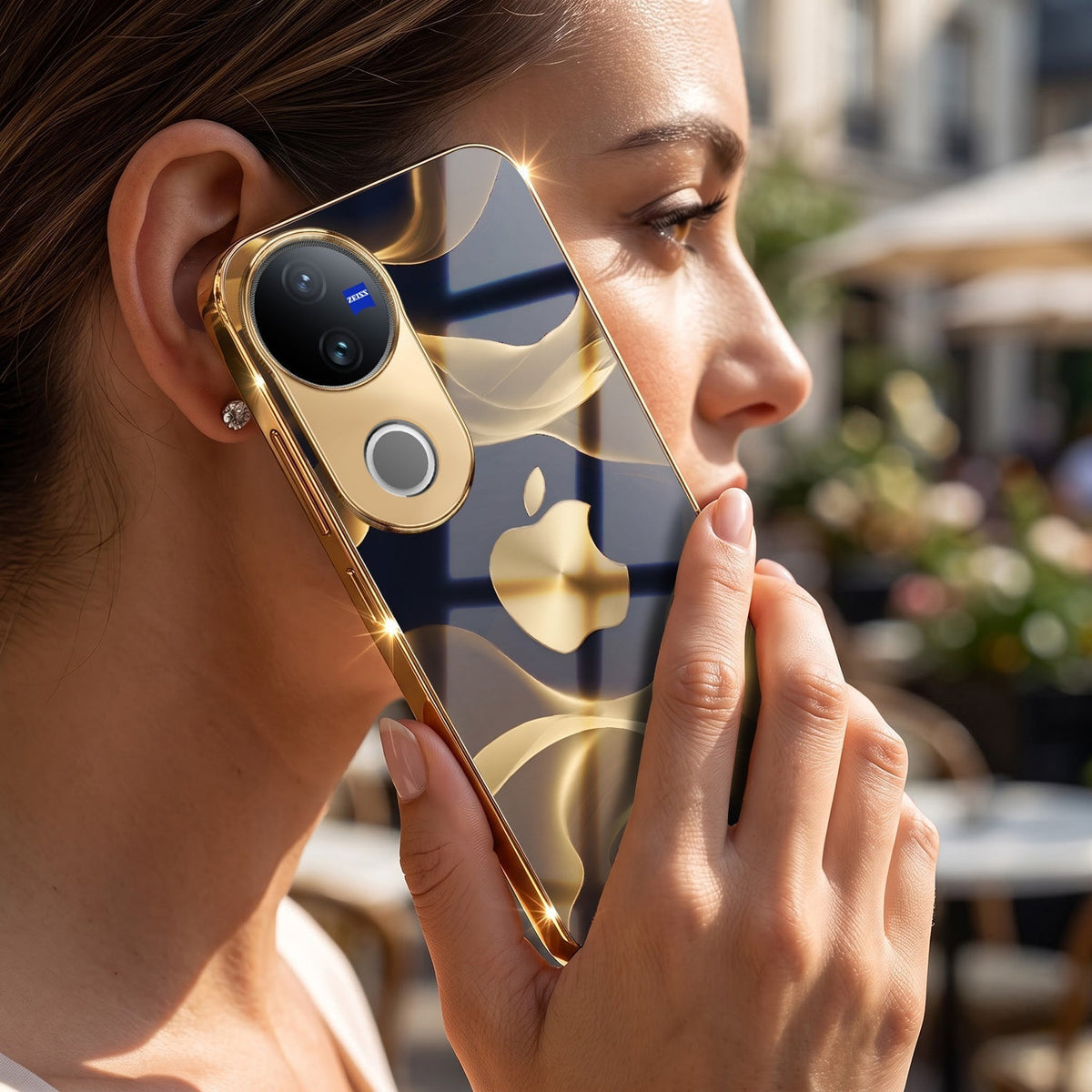 Vivo T4R 5G Luxury Wave Gold Electroplated Glass Phone Back Case