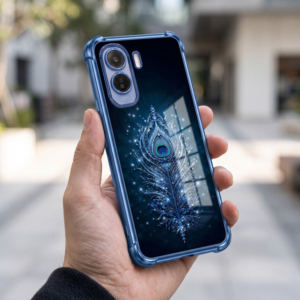 Vivo T5 Pro 5G Premium Peacock Feather Blue Airbags Printed Back Case