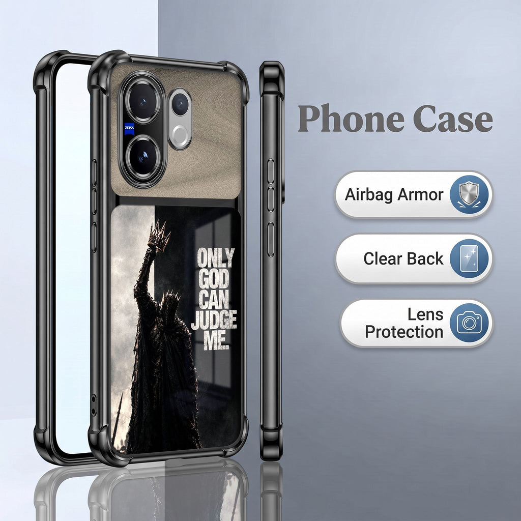 Vivo V60 5G Divine Justice Dual-Tone Transparent Black Airbags Case