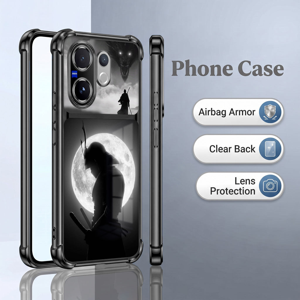 Vivo V60 5G Moonlit Ronin Dual-Tone Transparent Black Airbags Case