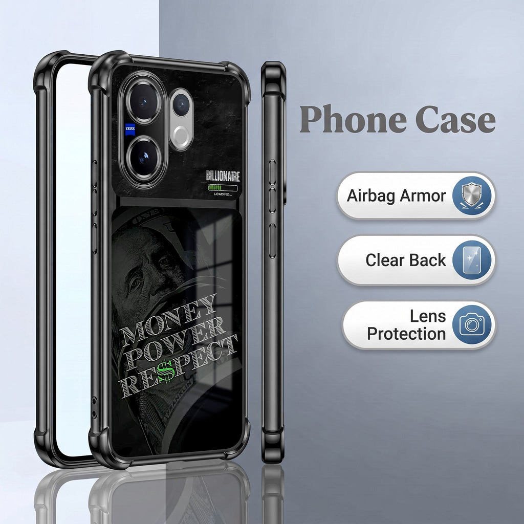 Vivo V60 5G Money Power Dual-Tone Transparent Black Airbags Case