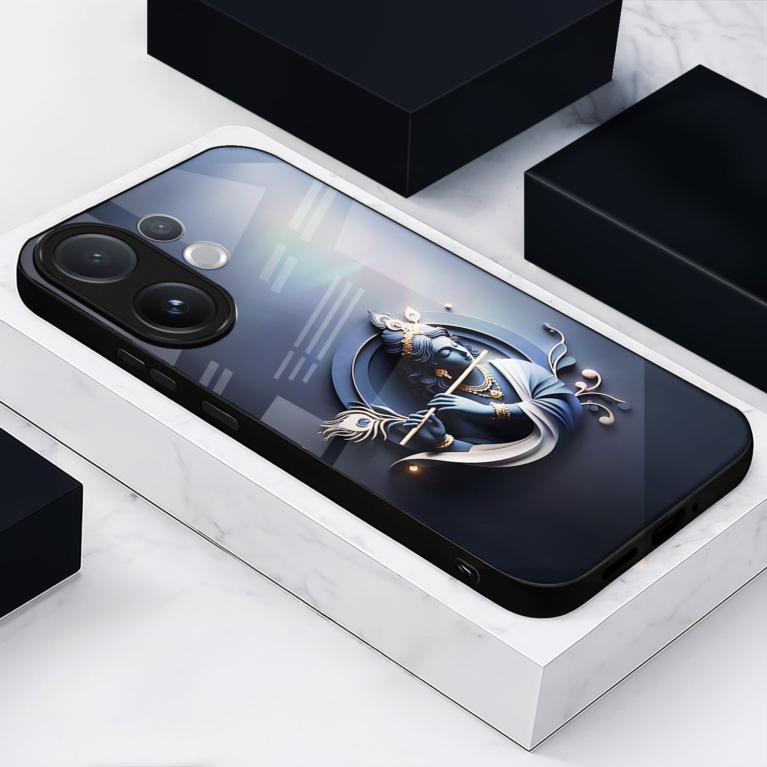 Vivo V60 5G Premium Acrylic Shockproof Glass Back Case (Krishna)