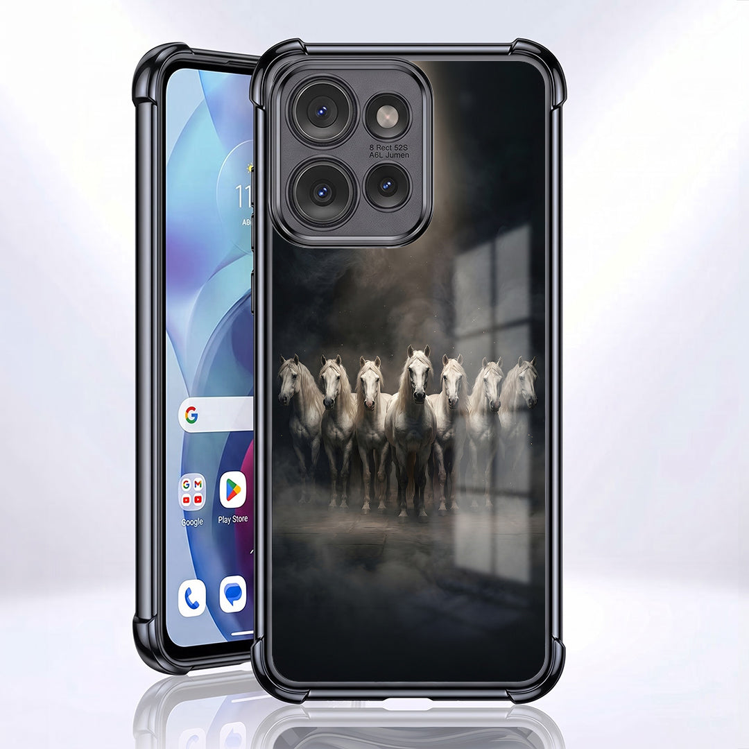 Motorola Edge 50 Neo 5G Running Horses Black Airbags Printed Back Case